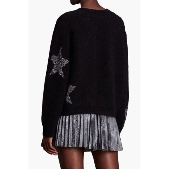 AllSaints Metallic Star Alpaca & Wool Blend Sweater Medium - Picture 5 of 11